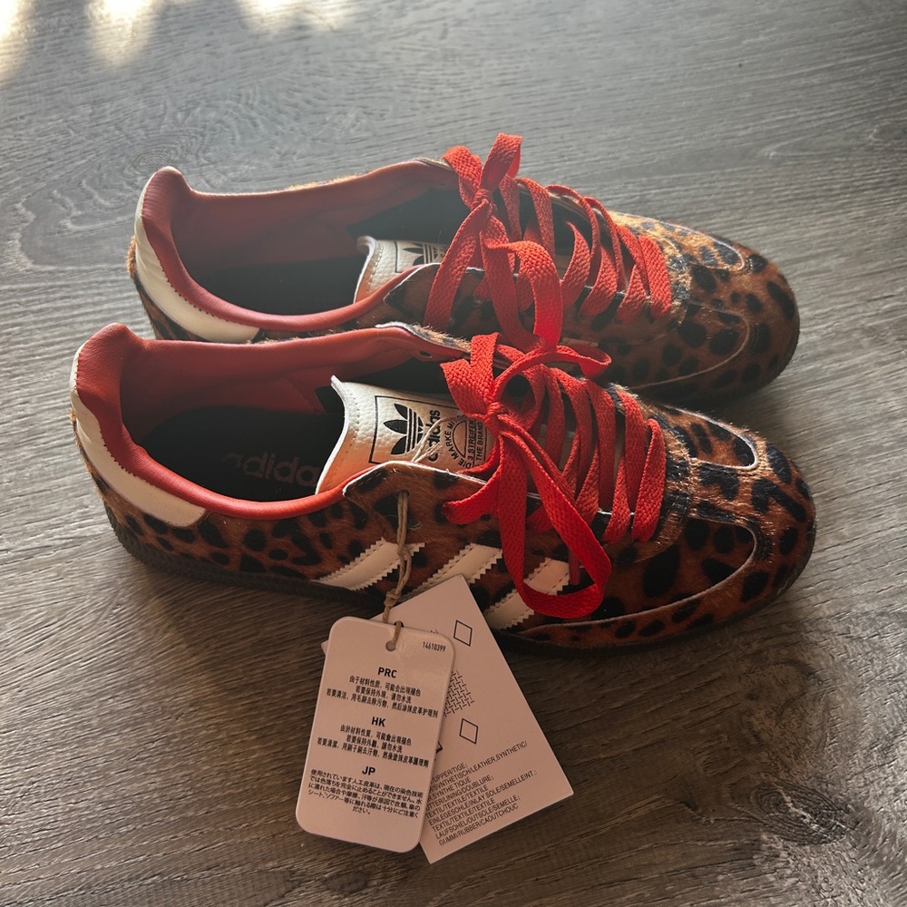 adidas Leopard-Print Sneakers with Red Accents